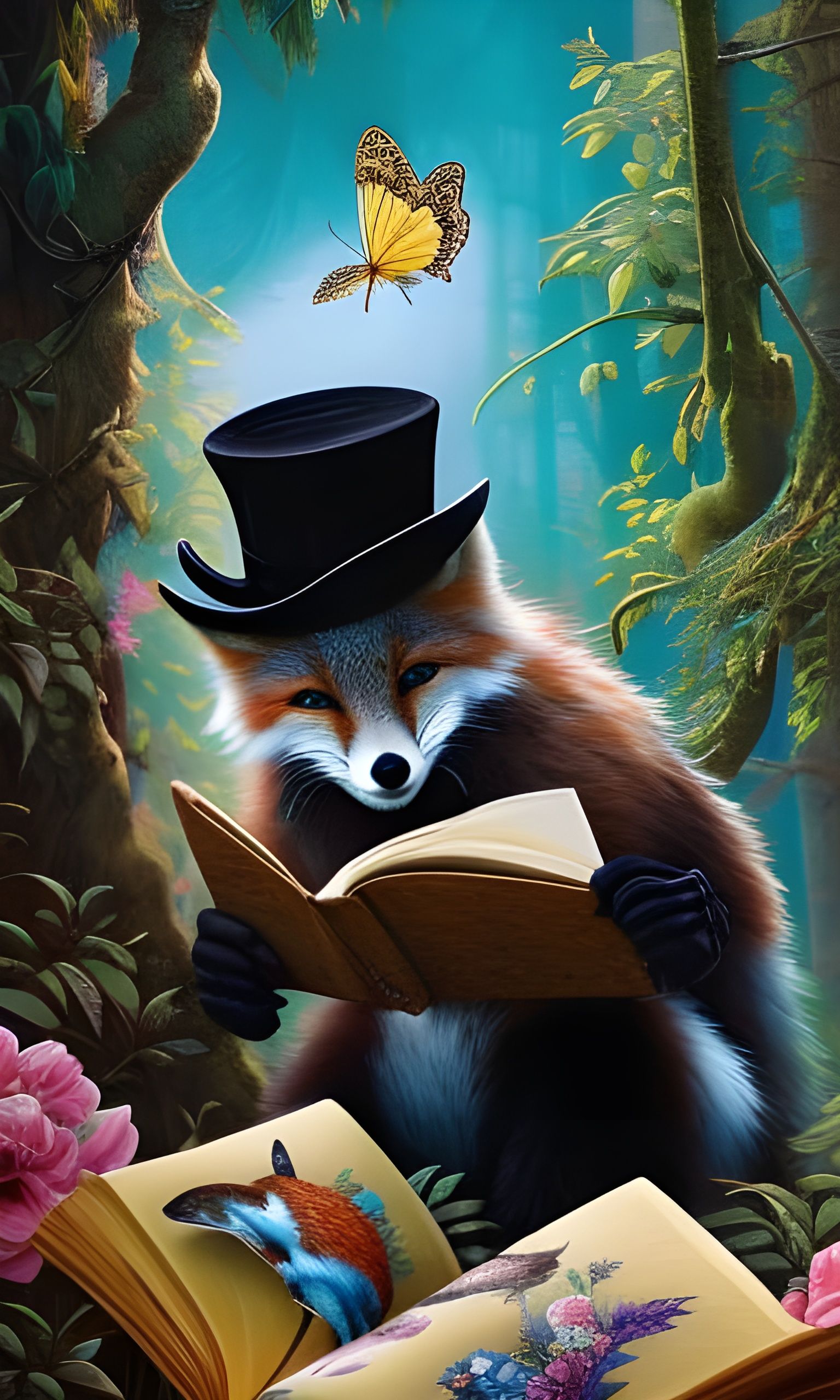 Wolf studying in the forest