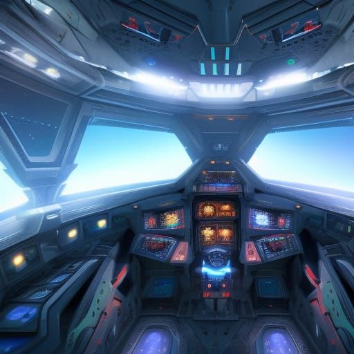 A cockpit of a spaceship - AI Generated Artwork - NightCafe Creator