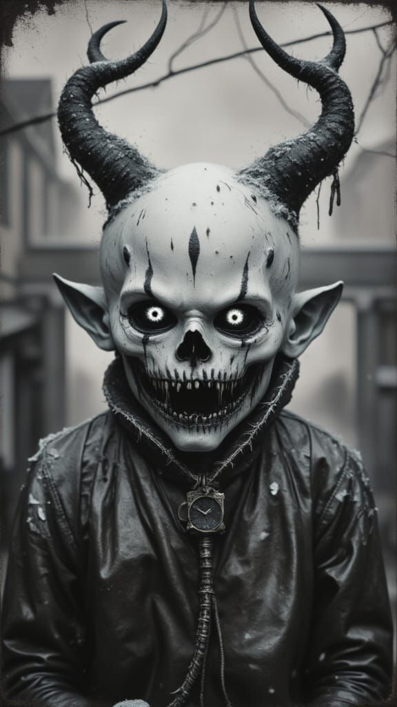 Sinister Demon Creature in Snowing Dark World