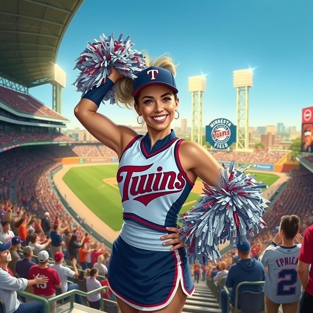 Minnesota twins cheerleaders entertaining a baseball crowd i...