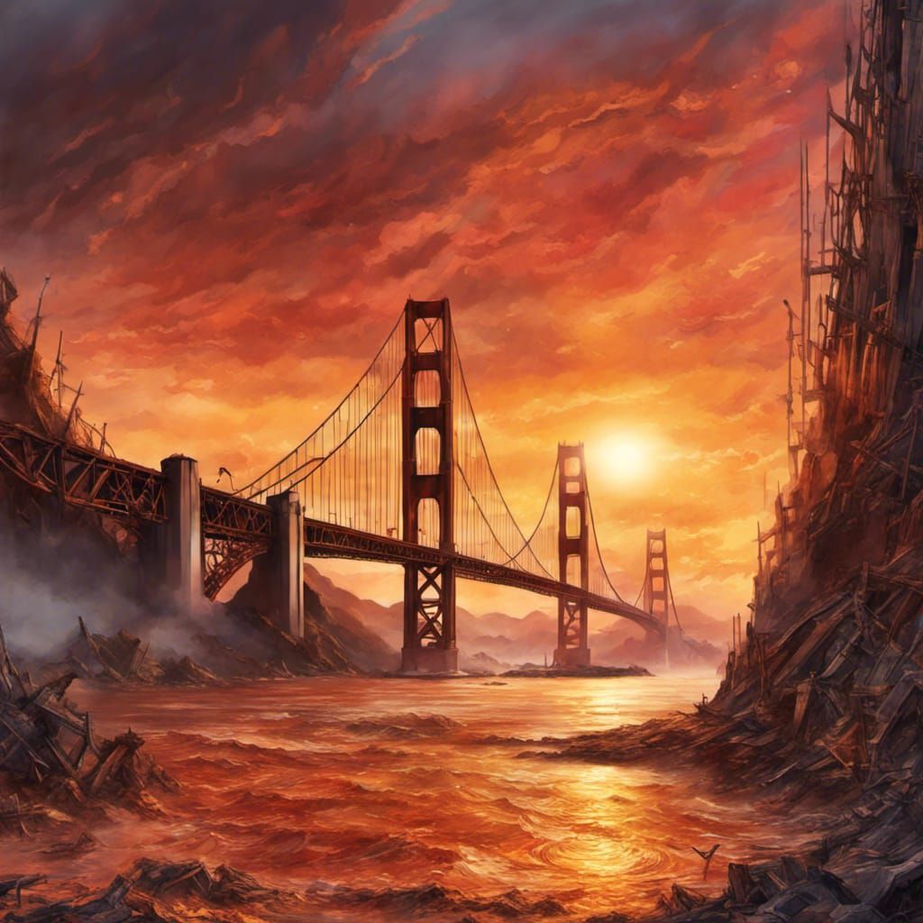 Golden gate Bridge after the war  by @WhiteR4VEN 