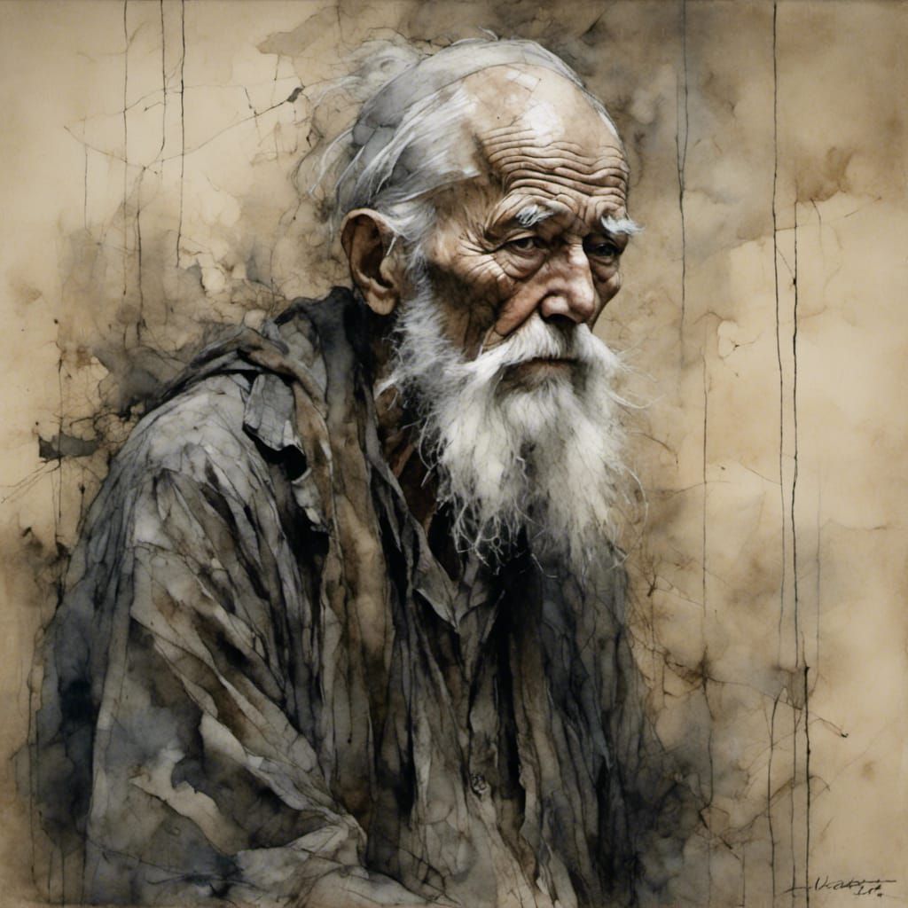 Old man <lora:Brushed charcoal:1.0>