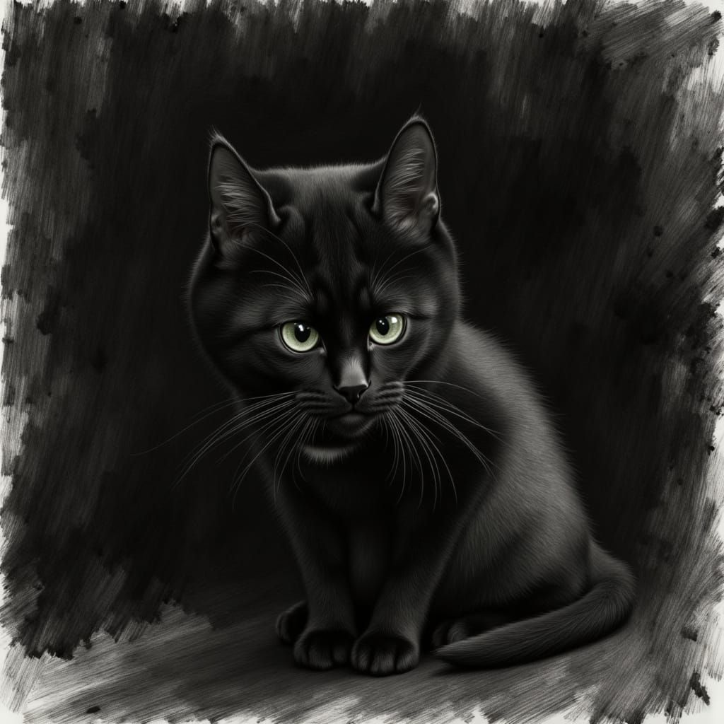 charcoal cat portrait <lora:Sveta II Charcoal:1.0>