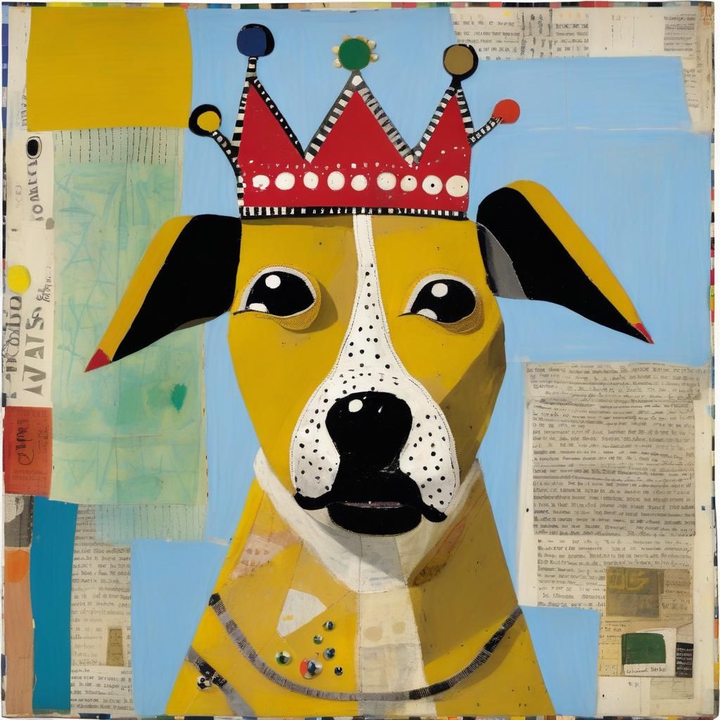 A dog wearing a crown.