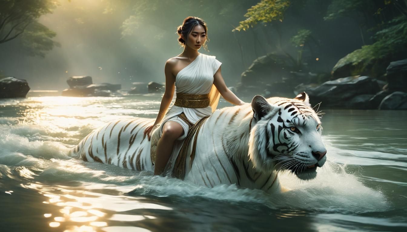 Beauty And White Tiger AI Generated Artwork NightCafe Creator