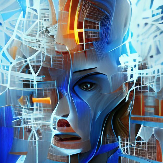 Abstract thoughts in the blue room science fiction artstation hd AI