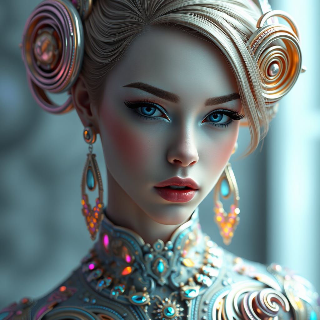 Robeauty - Ethereal Futurist Goddess in Iridescent Splendor