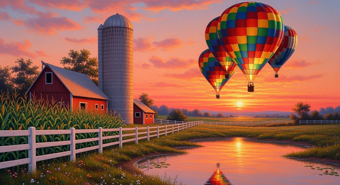  Country Hot Air Balloons at Sunset  by @Elle