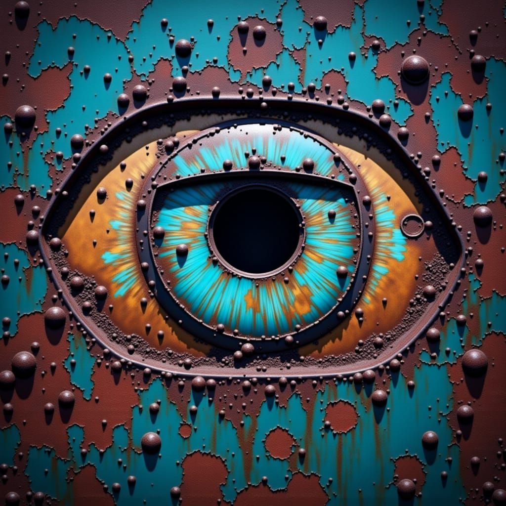 Surreal City Reflection in an Eye-Shaped Puddle