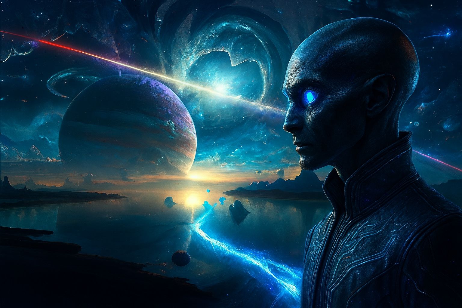 👽 Name: Virex Taluun Title: The Echo Diplomat of the Nebula Accord   Species: Luthari—an ancient race known for their bioluminescent neural lattice and ability to perceive time as harmonic frequencies .