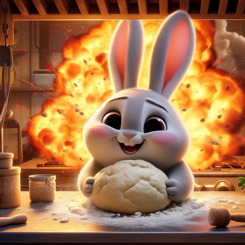 "And that's how you make pizza dough!" (BOOM)