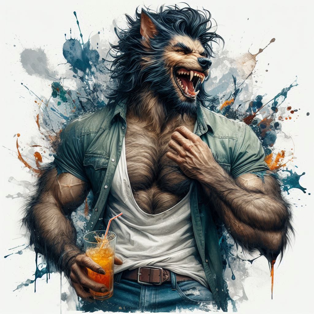 Just a werewolf sipping some juice...
