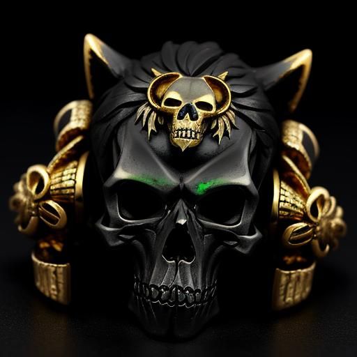 a black hills gold wolf skull emerald engagement pendant