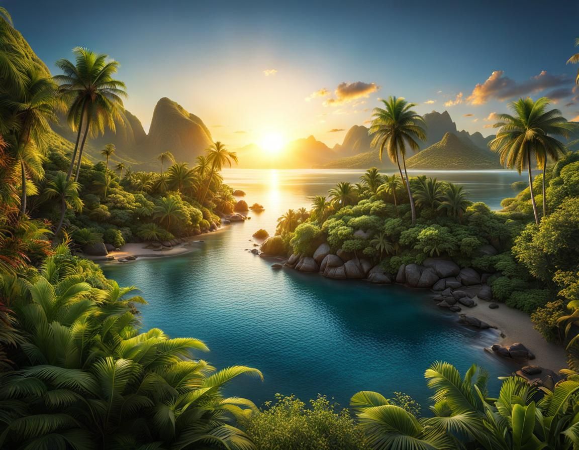 Island Oasis. - AI Generated Artwork - NightCafe Creator