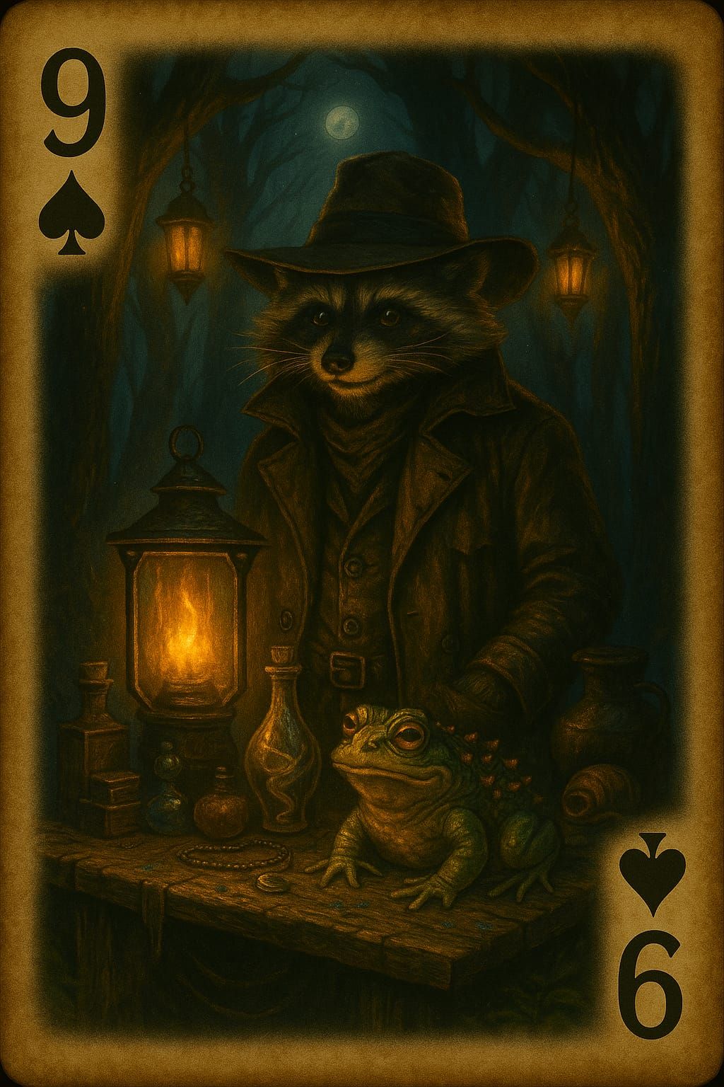 9 of Spades Wisp the raccoon