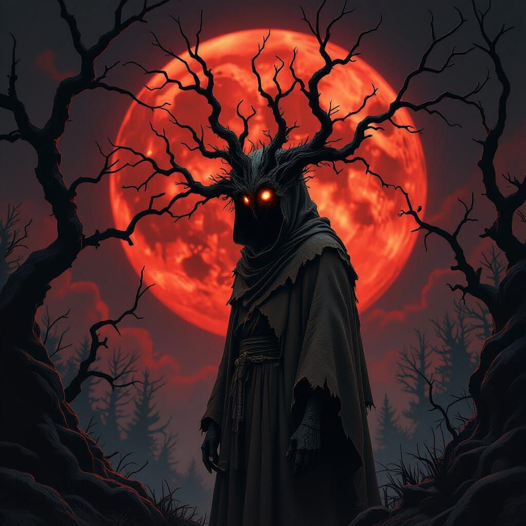 Figure turns and walks into the distance.