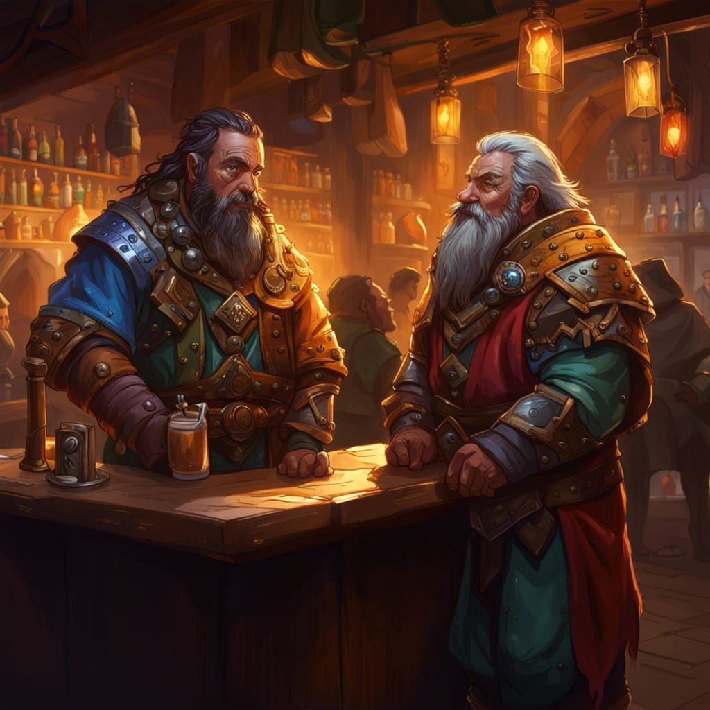 Human Paladain and Dwarf Cleric Walk into a bar, Hyperrealis...