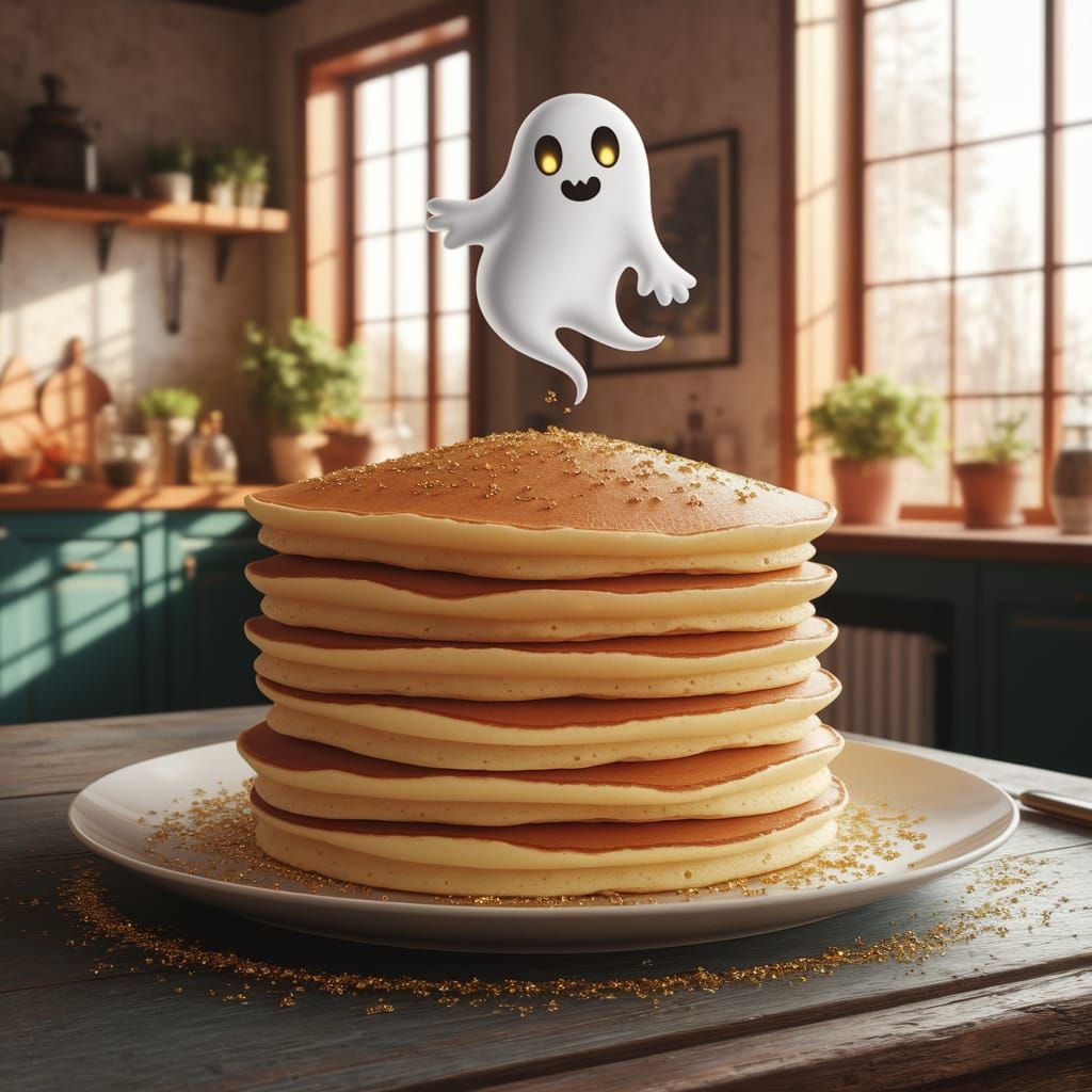 Golden Pancakes in Whimsical Morning Light