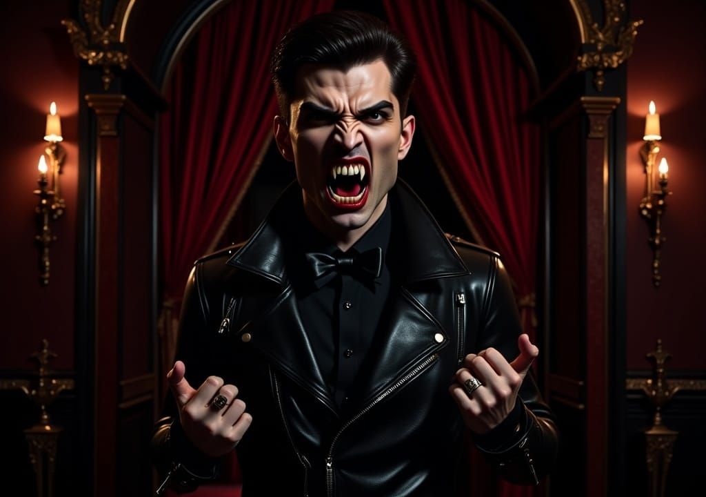Vampire with fangs