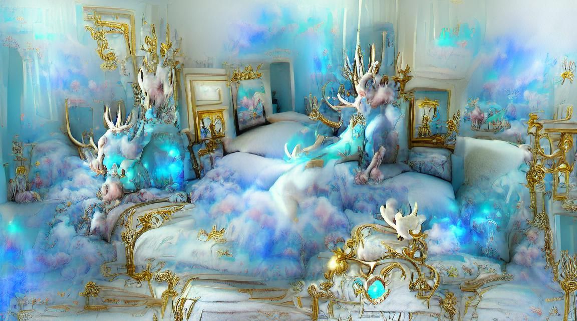 Rococo Dream Room Sapphire - AI Generated Artwork - NightCafe Creator
