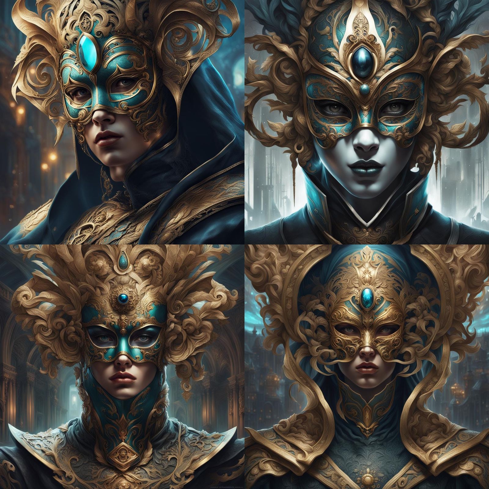 sci-f epic photo of face with venetian mask, - AI Generated Artwork ...