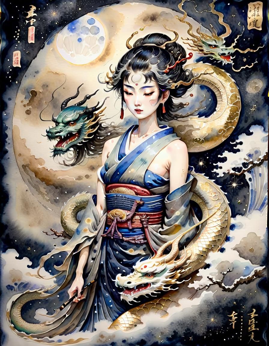 The Goddess and Her Dragons  by @Typhooncat