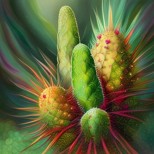 enchanted cactus ethereal fantasy hyperdetailed AI Generated Artwork