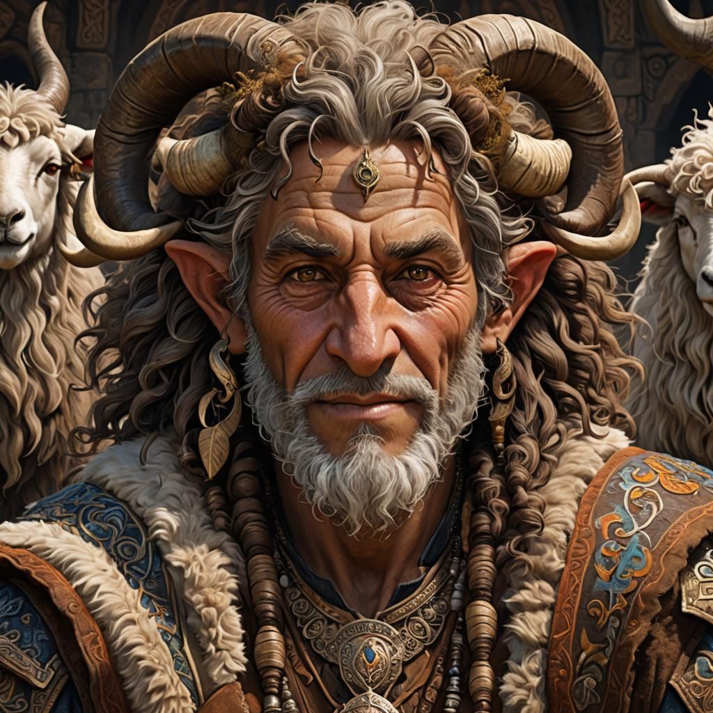 Elderly Firbolg Portrait in Photorealistic 3D Art