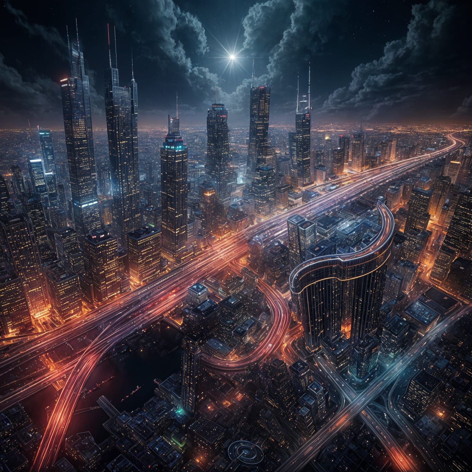 Night Cityscape Fused with Violin in Warm Cinematic Light