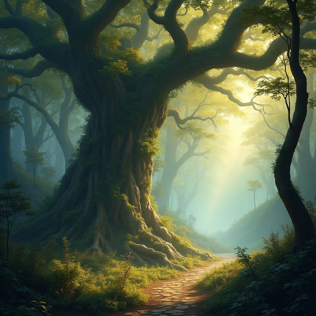 Ancient, Mystical Forest Radiates Ethereal Glow