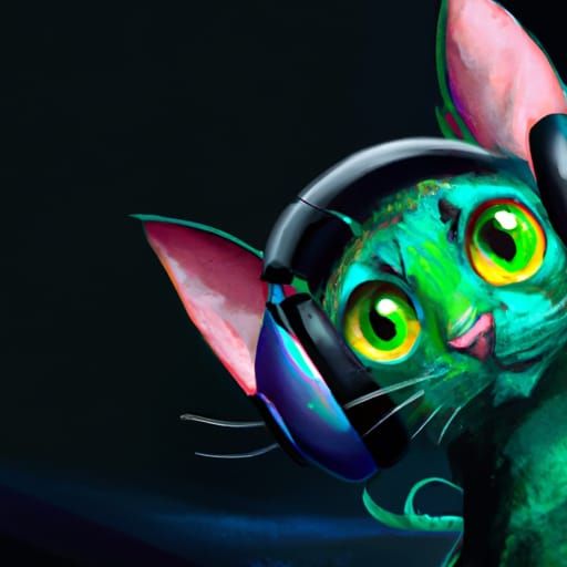 alien cat jamming out