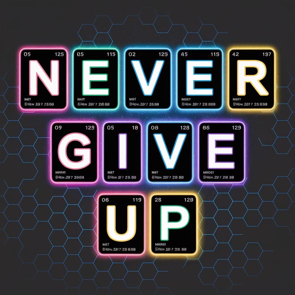 Motivational Poster: Never Give Up with Periodic Elements