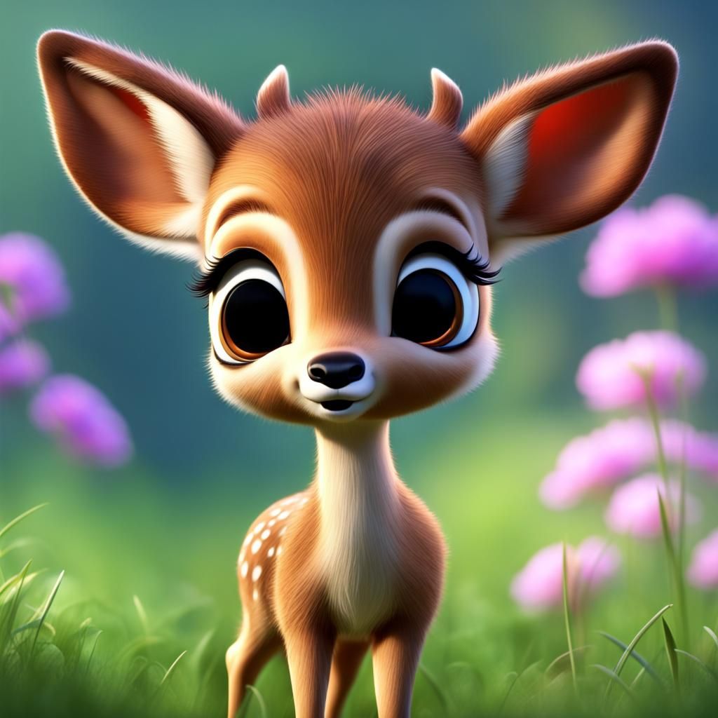 Adorable cute baby deer, 3D, HD, Pixar, Disney, 1080p, 16k, ...