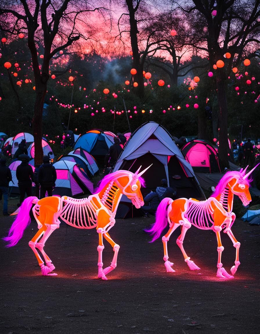 "MDMA"  orange pink skeleton unicorn encampment protest "MDM...