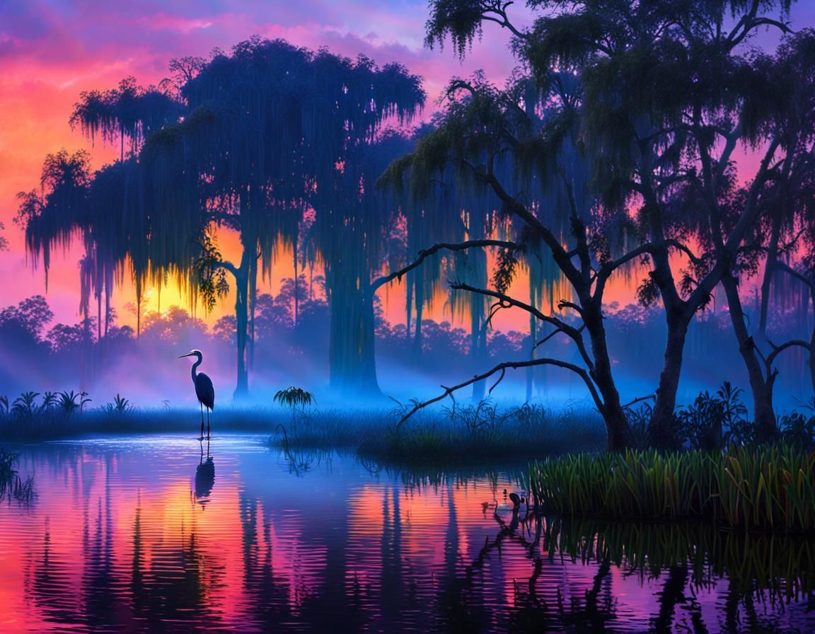 Twilight on the Bayou  by @Alicia Hopkins