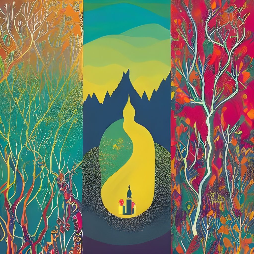 Golden Witch in Flat Design with Leading Lines