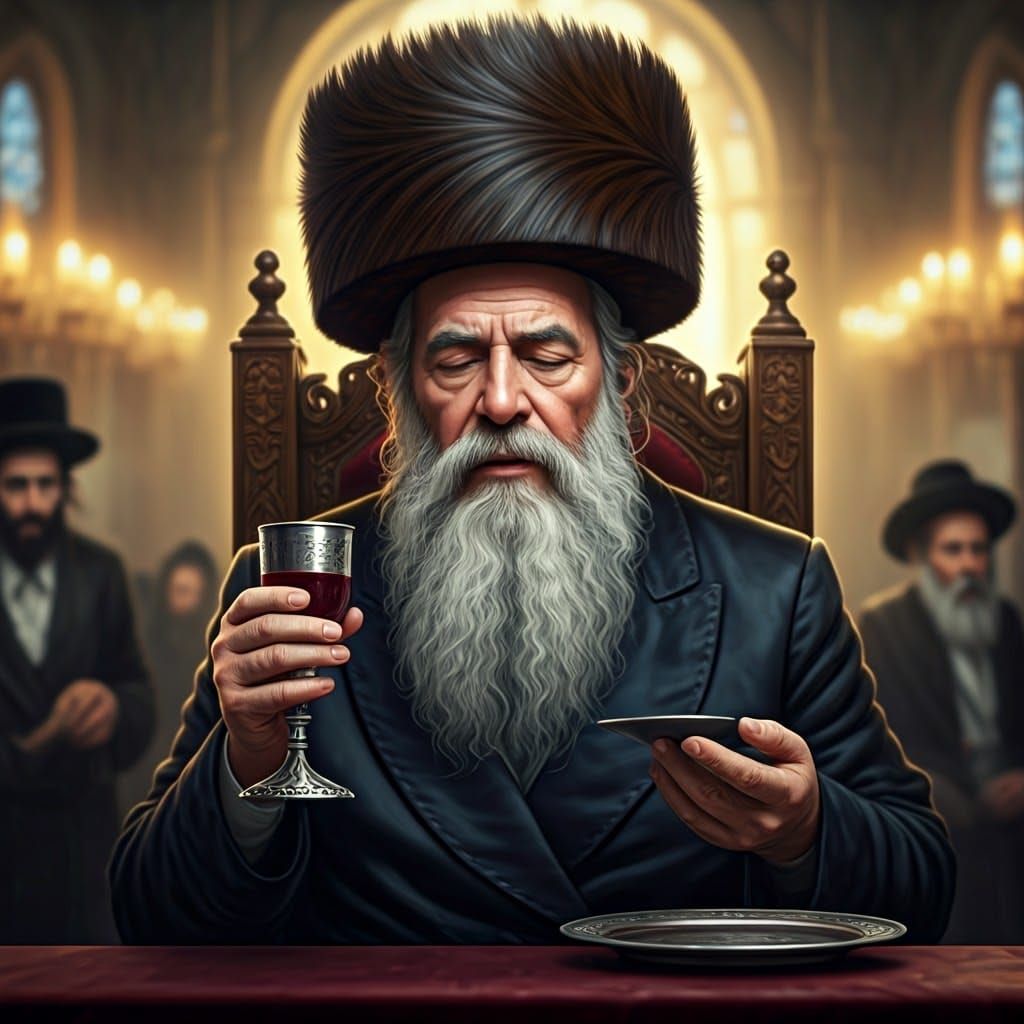 Hasidic Rebbe in Prayer, Digital Art