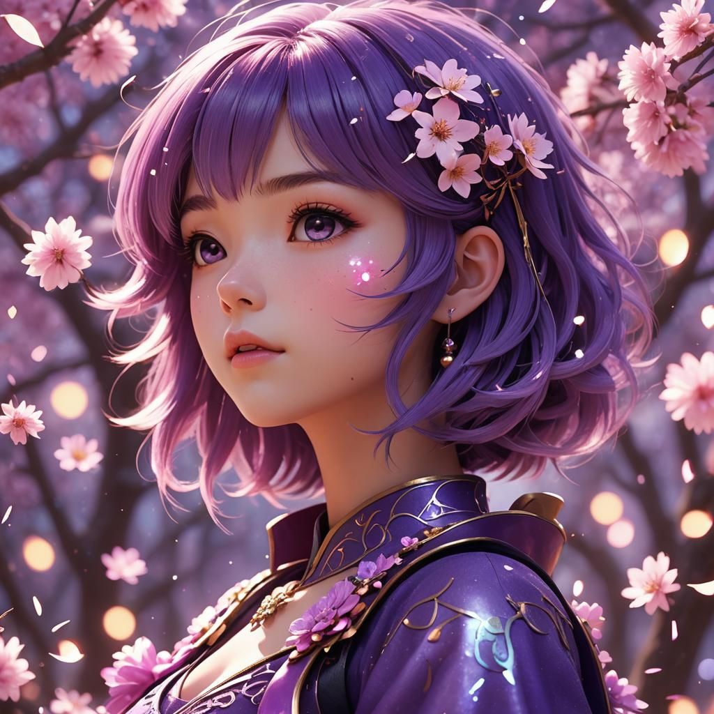 Anime Girl Casting Magic in Pixar Style