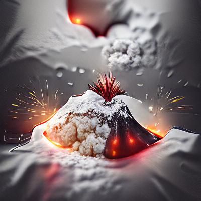 Exploding volcano in the snow Behance HD 8k resolution beautiful