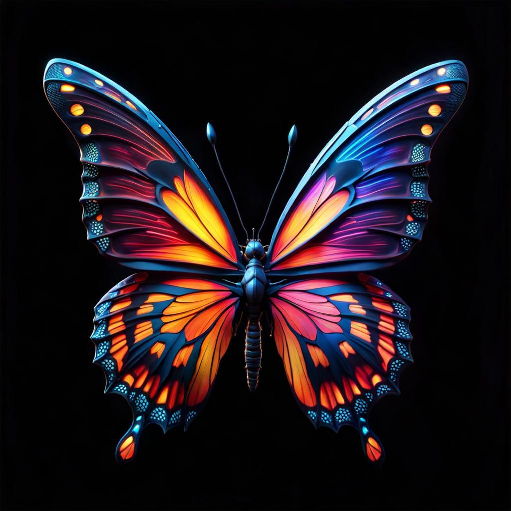 A polychromaobutterfly made of light detailed matte painting...