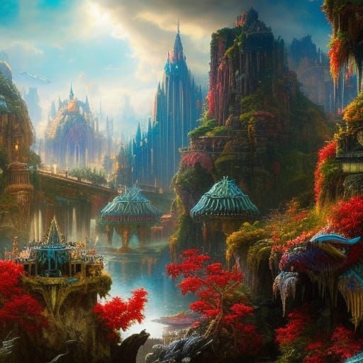 fantasy Atlantis city, maximalist, complex, elegant, 8k resolution ...