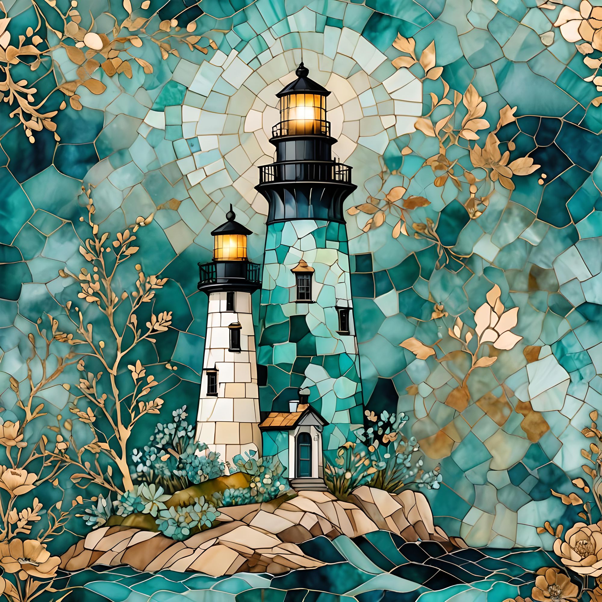 Lighthouse Mosaic On newest Stone