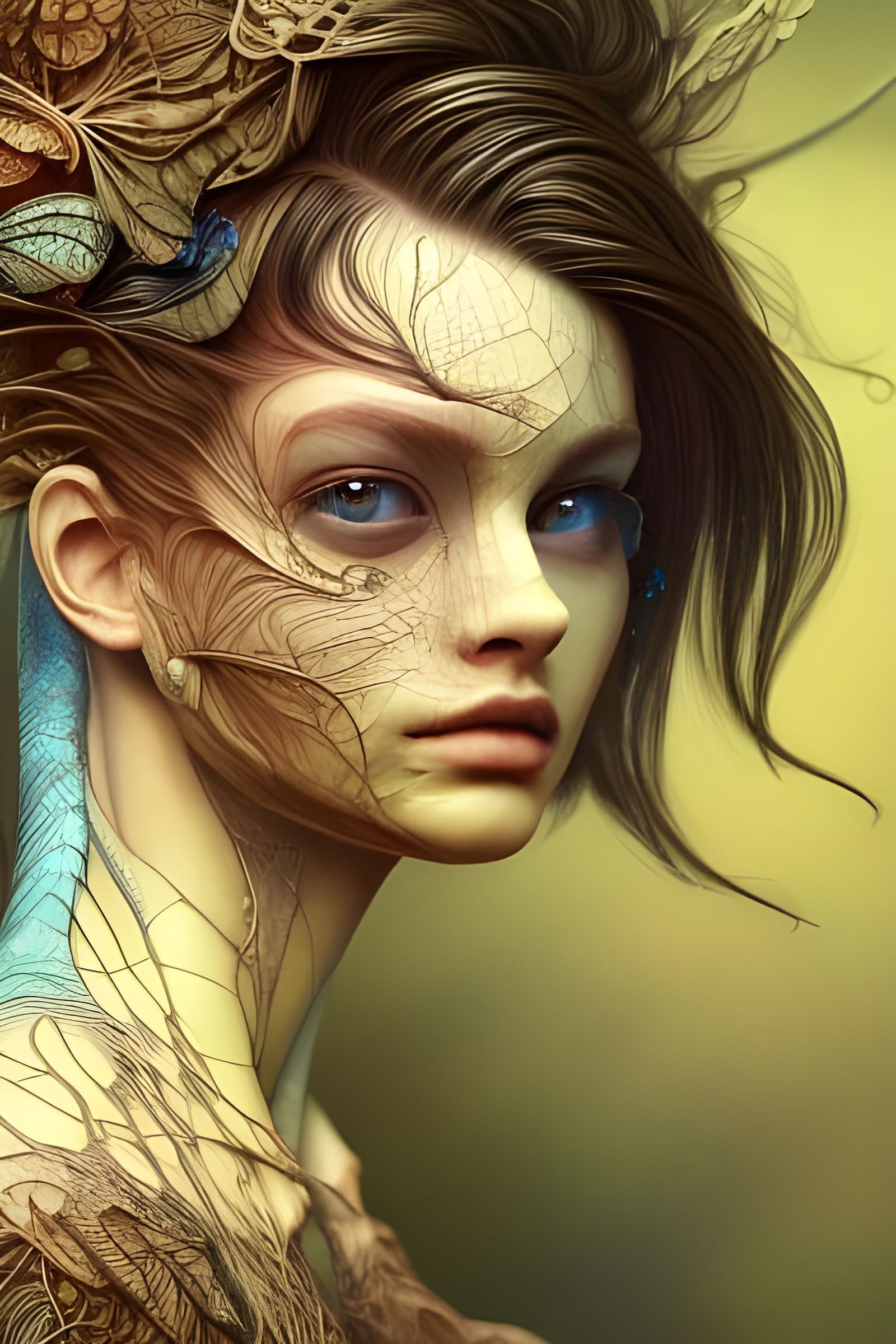 portrait of a girl with lizard skin and scaly hair 4 - AI Generated ...