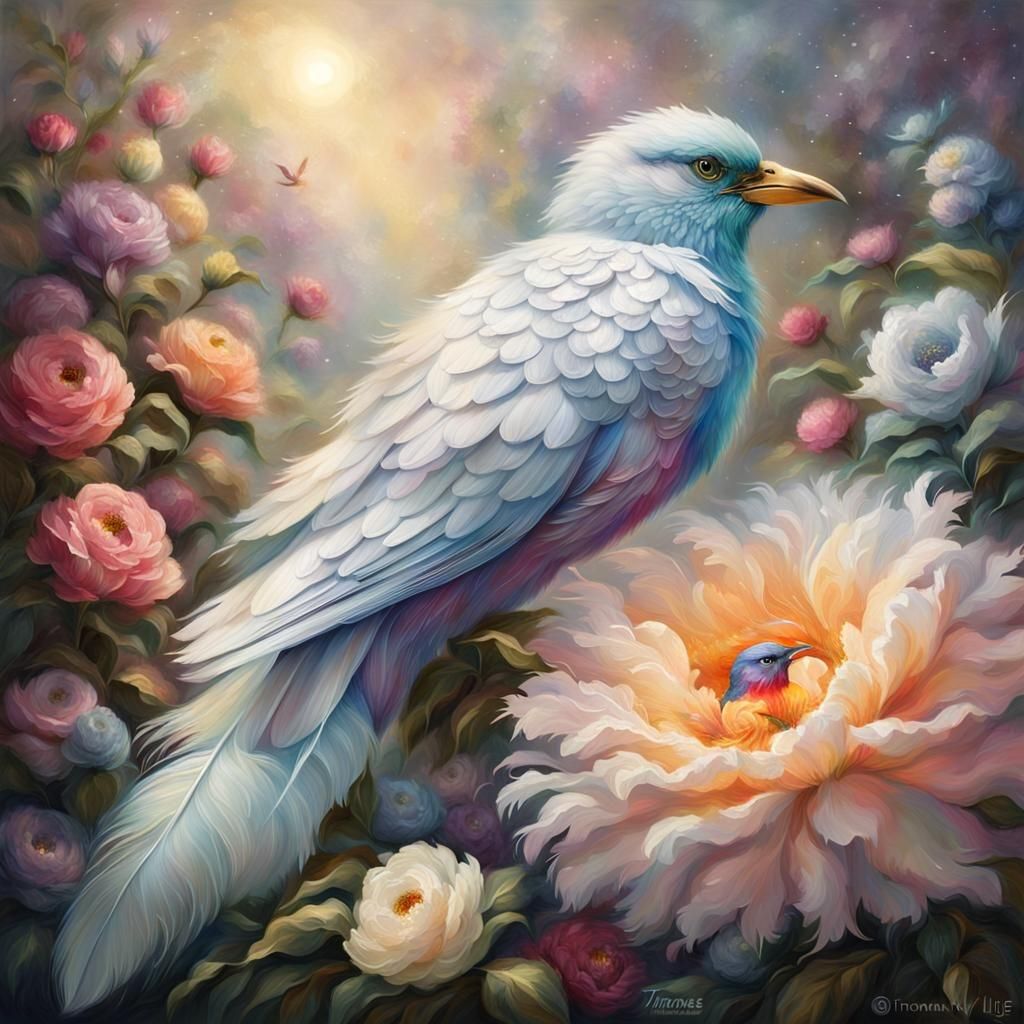 Flowers and Beautiful Birds  by @Maryi