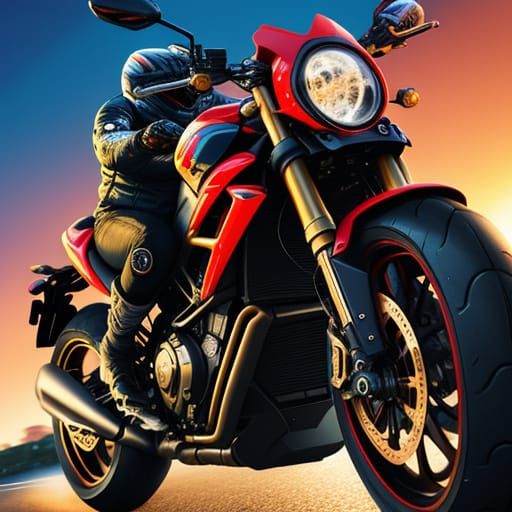 Stunt Bike Wheelie in Digital Painting Style