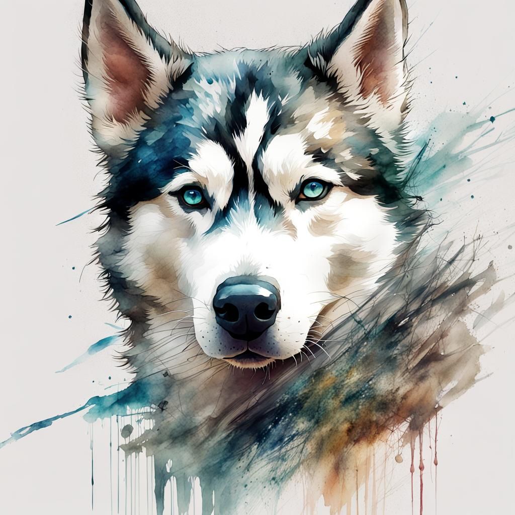 Husky In Watercolour