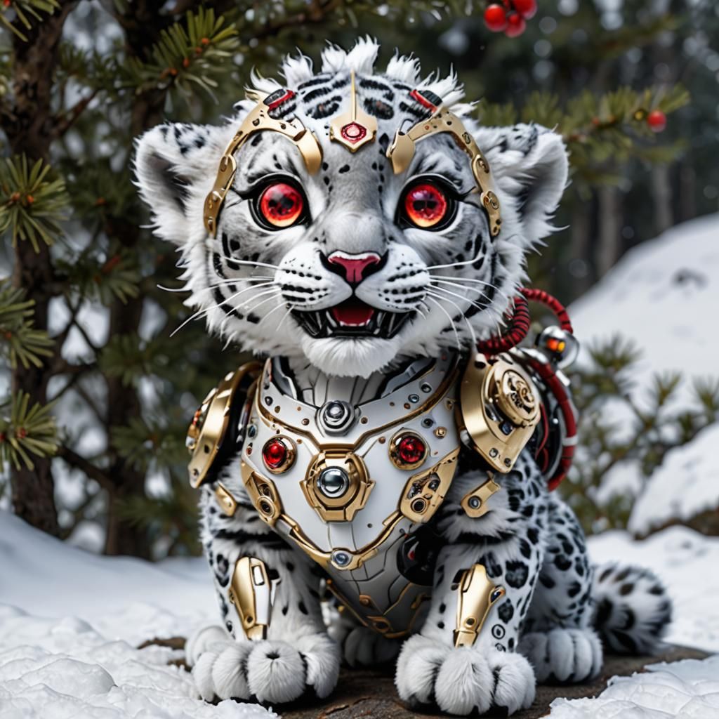 Baby snow leopard cyborg 