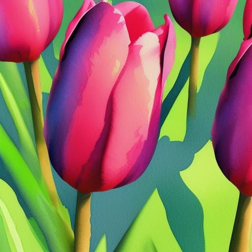 Watercolor Tulip - Ai Generated Artwork - Nightcafe Creator