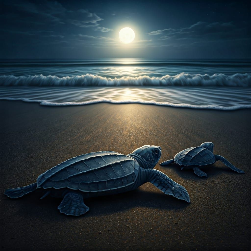 Leatherback turtle hatchlings  by @Charlie