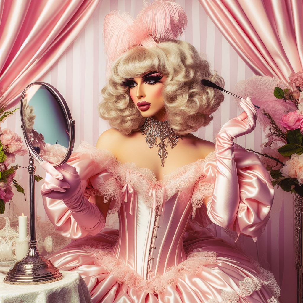 Satin Wonderland of Sissy Dresses and Wigs and Gloves and Ma...